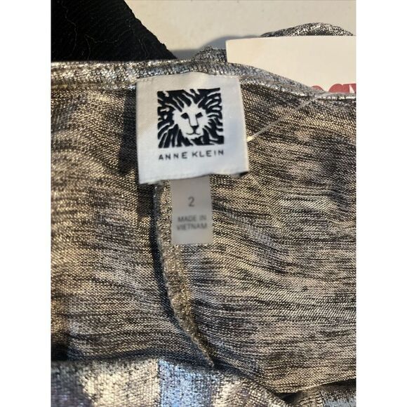 ANNE KLEIN SHIMMERY SILVER DRESS SIZE 2 - Picture 3 of 4